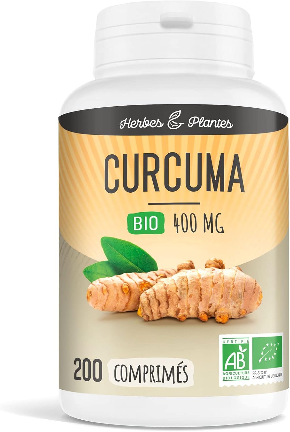 Herbes Et Plantes Organic Turmeric 200 Tablets 400 mg, 1 Unit (Pack of 1) - Image 2