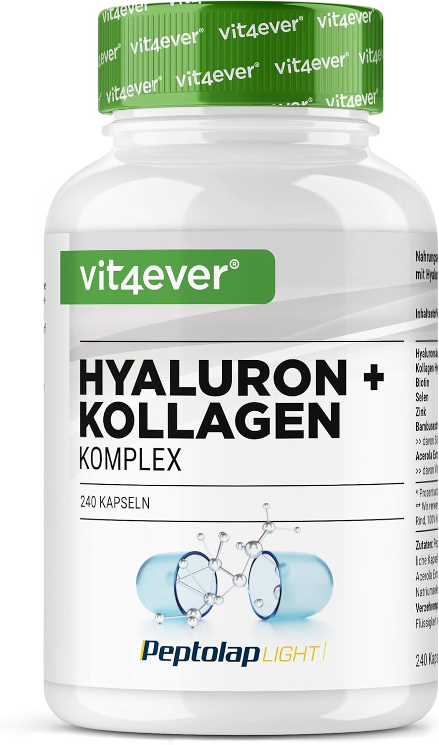 Hyaluronic Acid Collagen Complex - 240 Capsules - Premium: With Bioactive Biotin, Selenium, Zinc, Natural Acerola Vitamin C & Bamboo Silicon - Image 2