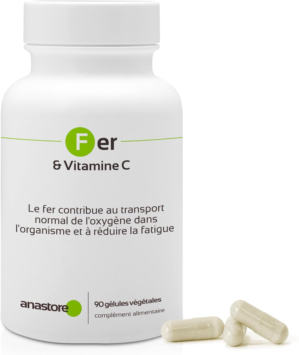 Iron and Vitamin C * 90 Vegetable Capsules * Energy + Immune System + Hemoglobin Formation + Memory + High Bioavailability - Image 2