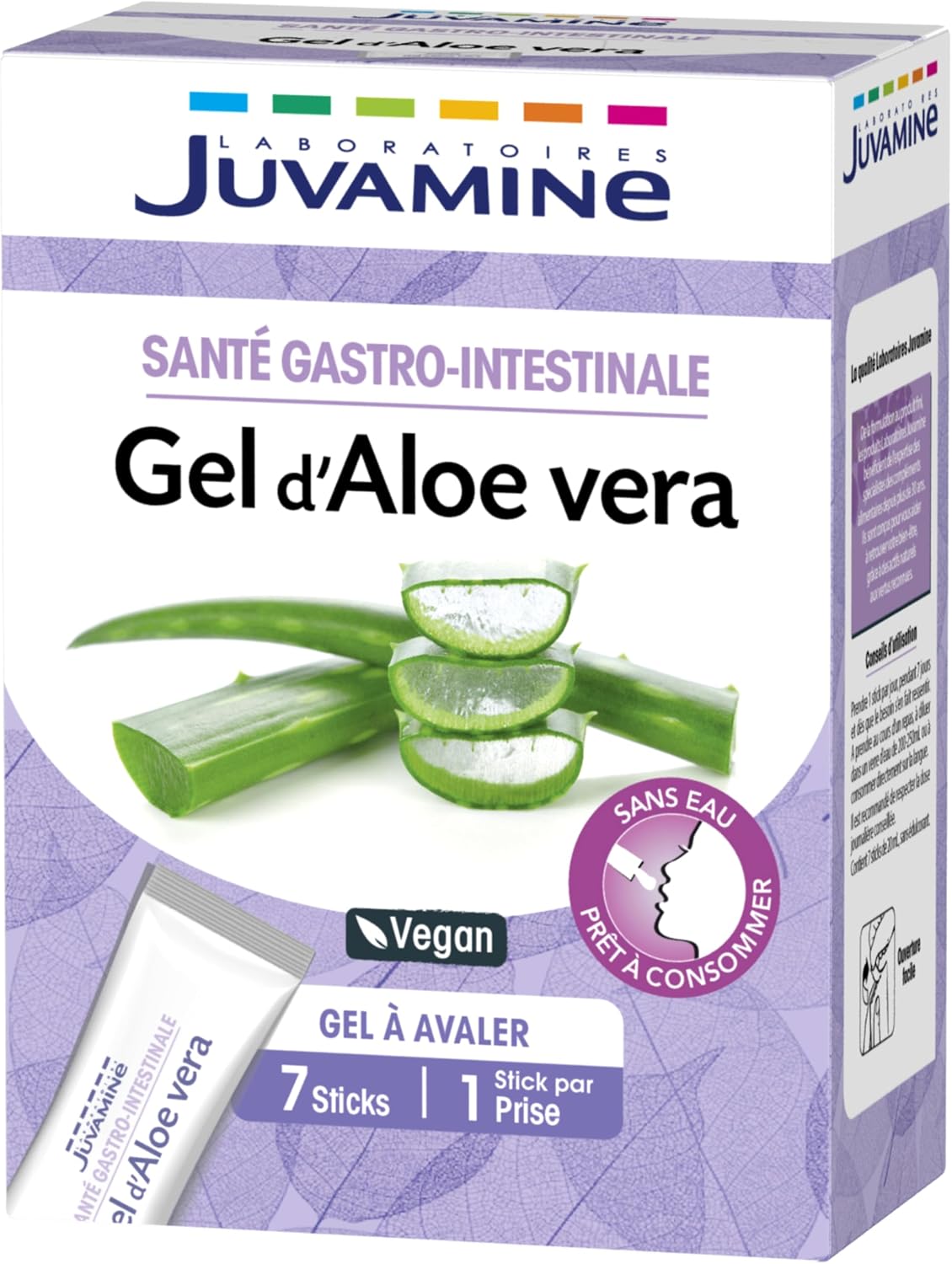 JUVAMINE, Gastrointestinal well-being, Aloe vera gel, Swallow gel, Ready to eat, Food supplement, Vegan, Made in France, 7 sticks - Image 2