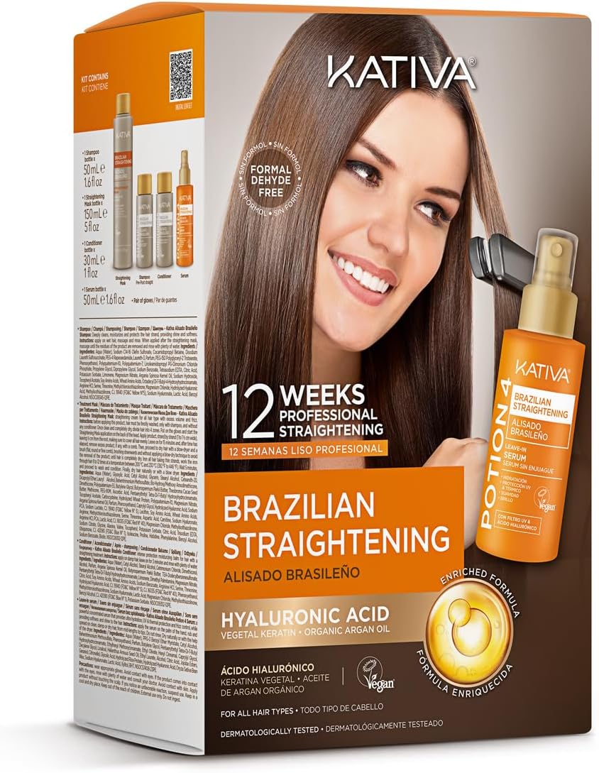 KATIVA – Premium Brazilian Straightening Kit | New Formula with Hyaluronic Acid | Formol Free Natural Smoothing Care | Hydration, Repair and Shine | Professional Result - Image 2