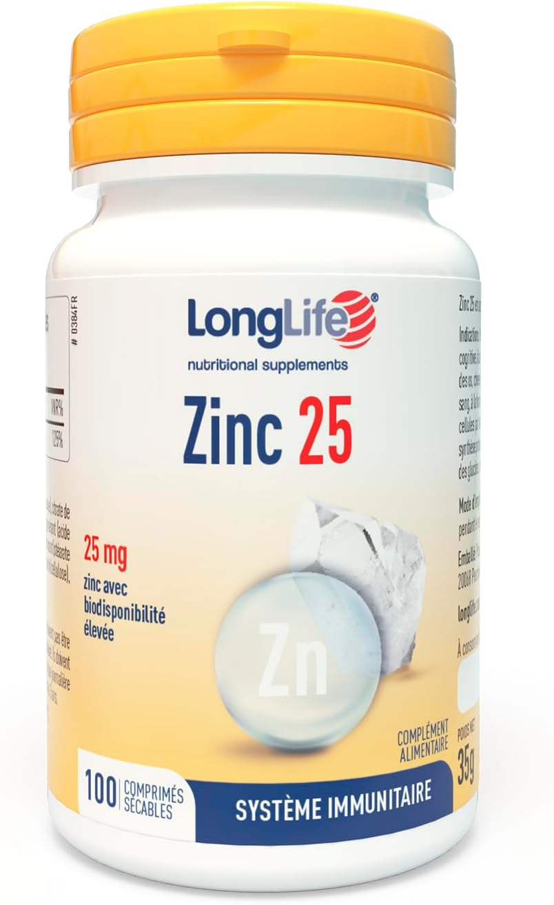 LongLife® Zinc 25 | High Dosage 25mg Zinc with High Bioavailability | Over 100 Days of Treatment | Immune Defenses, Strengthens Skin & Bone | Vegan & Gluten Free - Image 2
