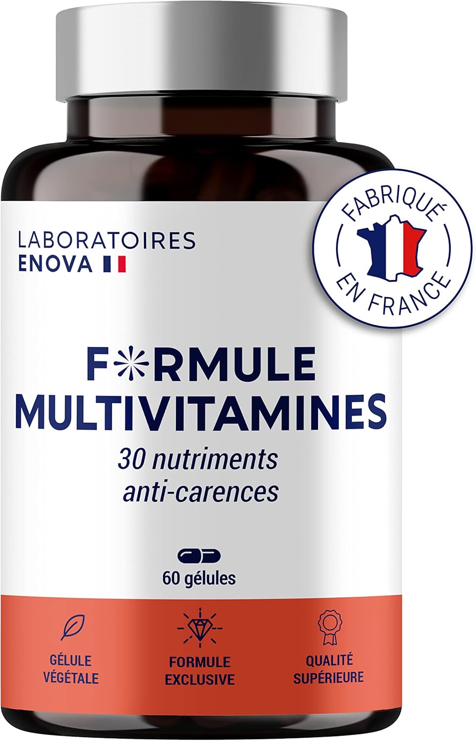 MULTIVITAMIN AND MINERAL FORMULA 30 Nutrients | Vitamin A B C D E K, Quercetin, Magnesium, Zinc, Coenzyme Q10, Selenium | Food Supplement | Made in France | 60 capsules - Image 2