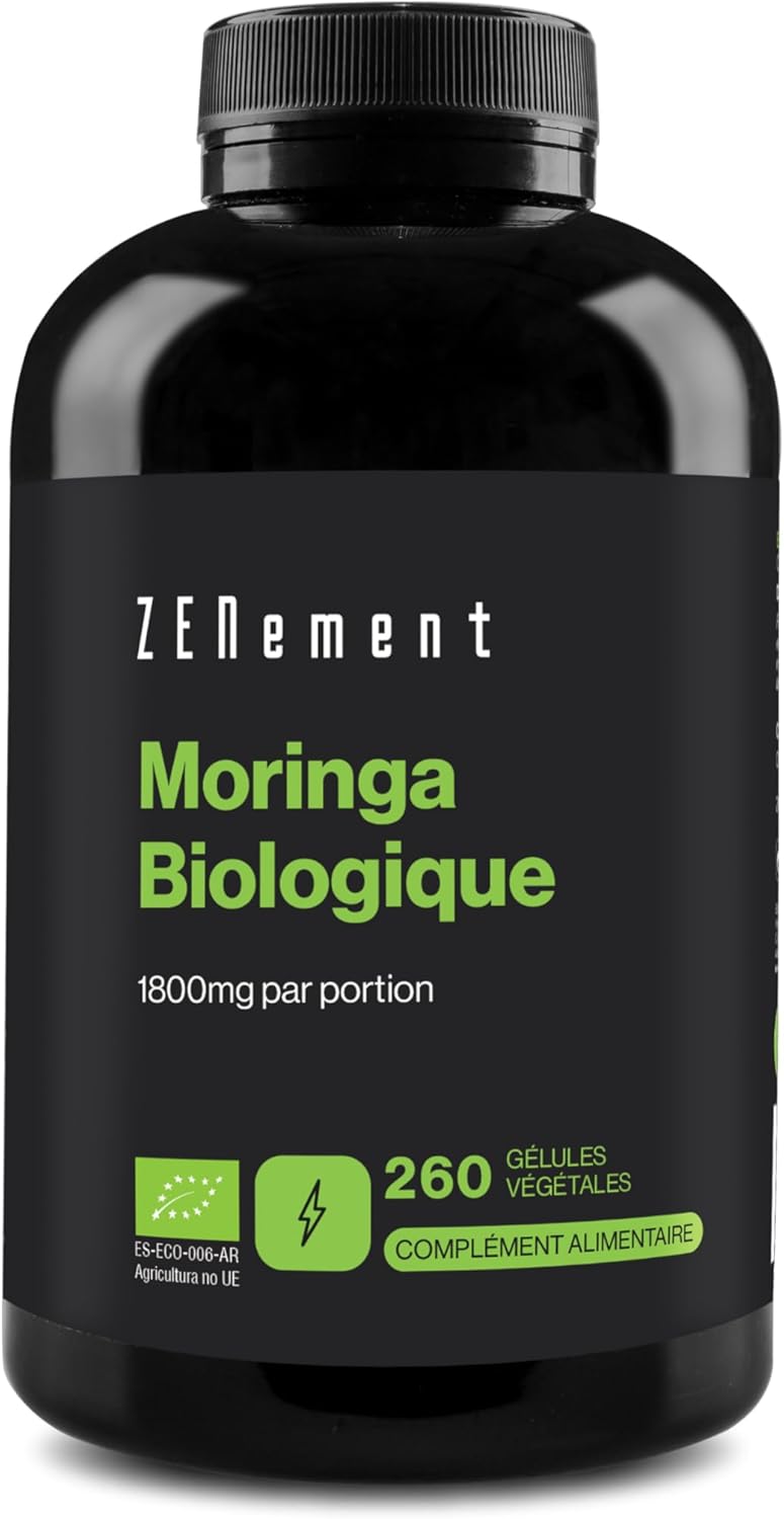 Moringa Organic 1800 mg per Dose - Organic Superfood with Vitamins, Minerals and Antioxidants - High Concentration and Purity - 260 Vegan Capsules - 3 Months Cure Zenement - Image 2