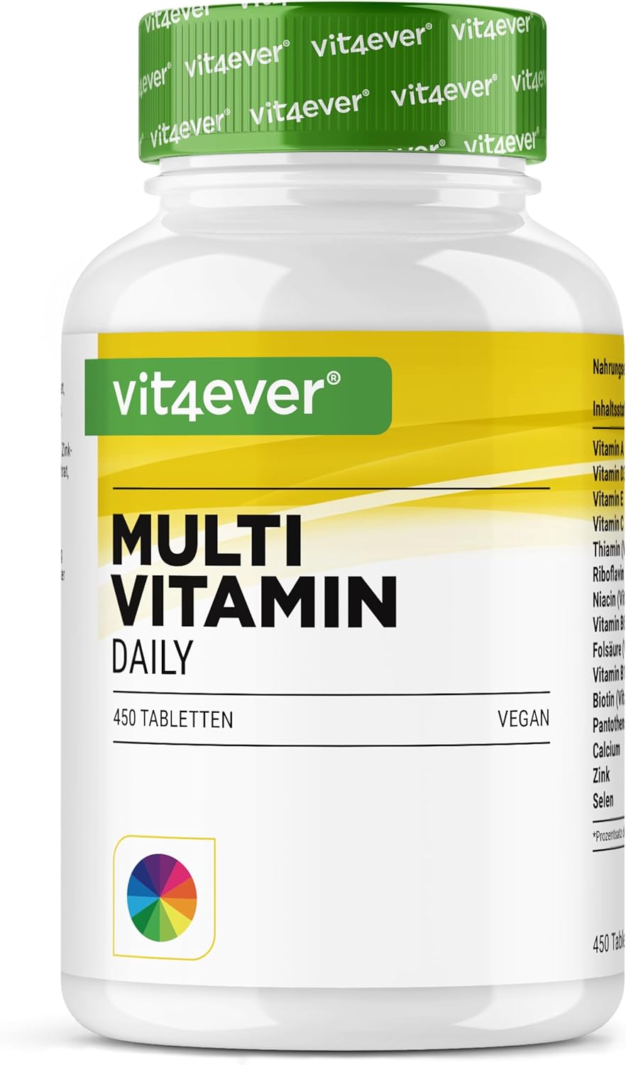 Multivitamin Daily - 450 tablets with bioactive forms - 15 months reserve - Precious minerals & all vitamins A-Z - Vegan - Image 2