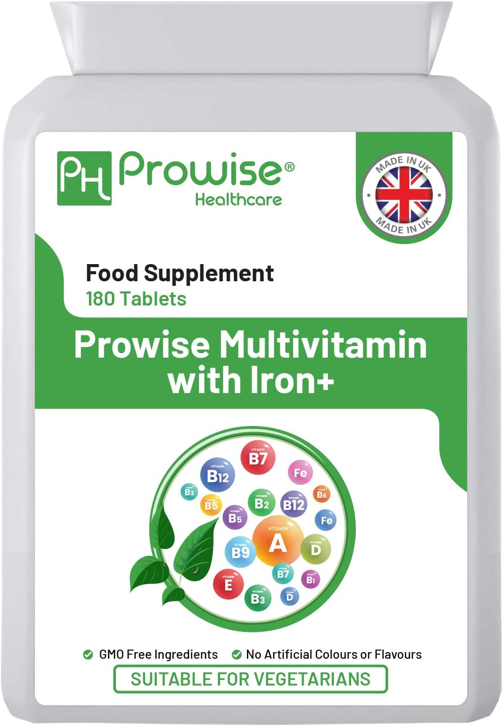 Multivitamin & Iron 180 Tablets (6 Month Dose) Immune Support - Multivitamin Supplement One Per Day - Made in the UK | Prowise Healthcare GMP Standards - Suitable for Vegetarians - Image 2