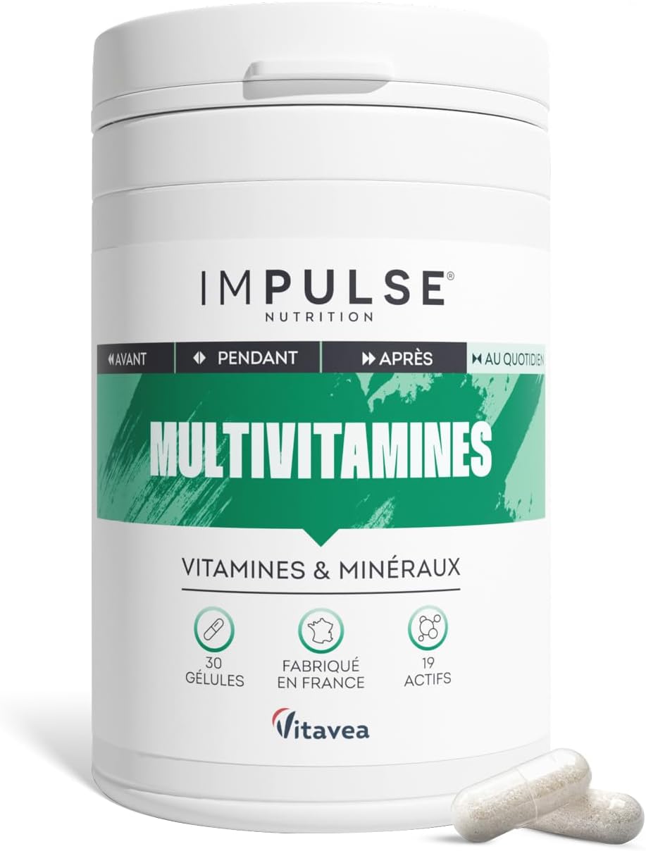 Multivitamins - Energy, Immunity & Vitality - Vitamins C, D, B12, B6 - Food Supplement 12 Vitamins & 7 Minerals - Vegan - 30 Day Cure - Made in France IMPULSE NUTRITION - Image 2