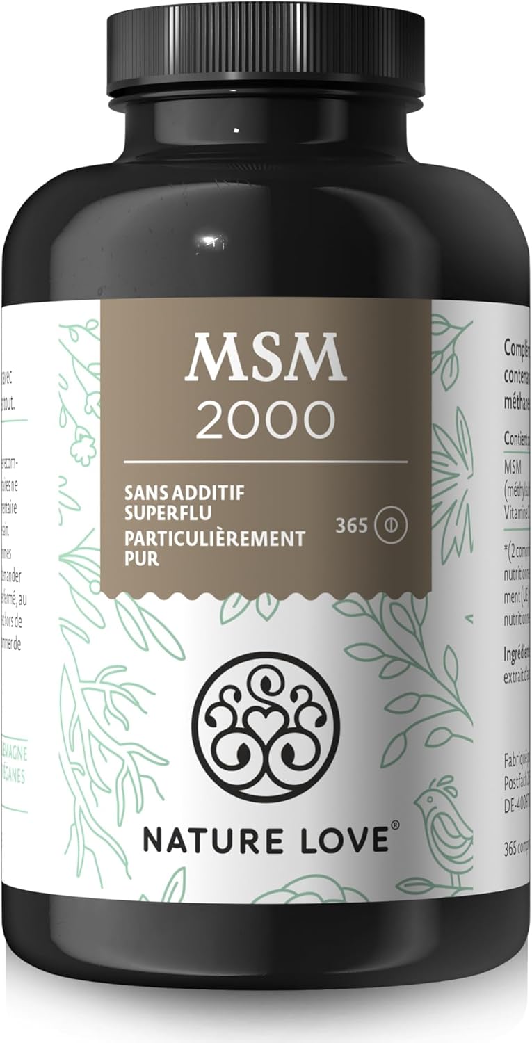 NATURE LOVE® MSM 2000mg with Vitamin C - 365 laboratory-tested tablets - MSM powder more compact than with capsules - without additives, highly dosed, vegan, produced in Germany - Image 2