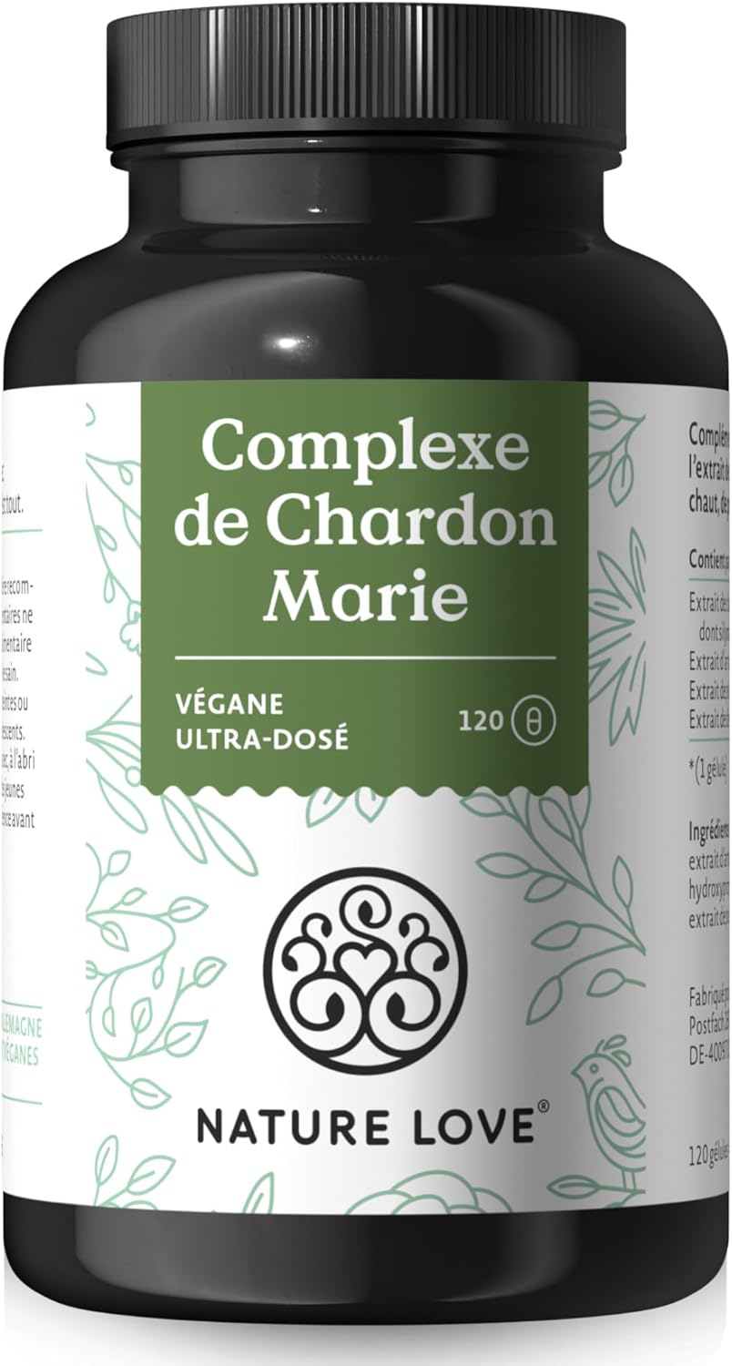 NATURE LOVE® Milk Thistle Complex - 120 Capsules - Milk Thistle, Artichoke, Dandelion and Desmodium - Highly Dosed with 80% Silymarin - Laboratory Tested, Vegan, Produced in Germany - Image 2