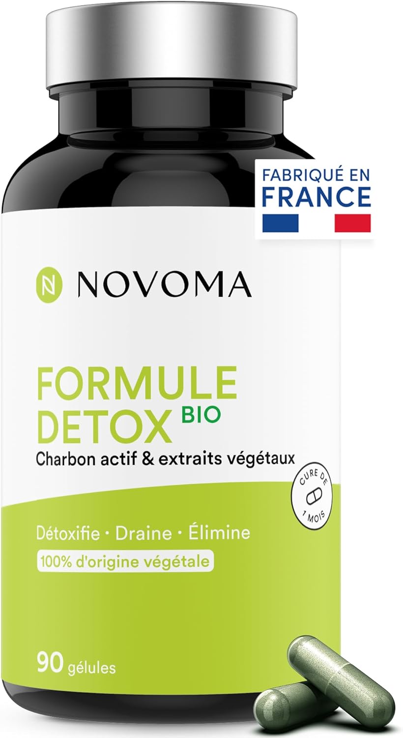 NOVOMA Organic Detox Formula, Liver Purification & Digestion, With Activated Carbon, Milk Thistle, Chlorella & Ginger, 1 Month Cure, 90 Capsules, Vegan, Made in France - Image 2