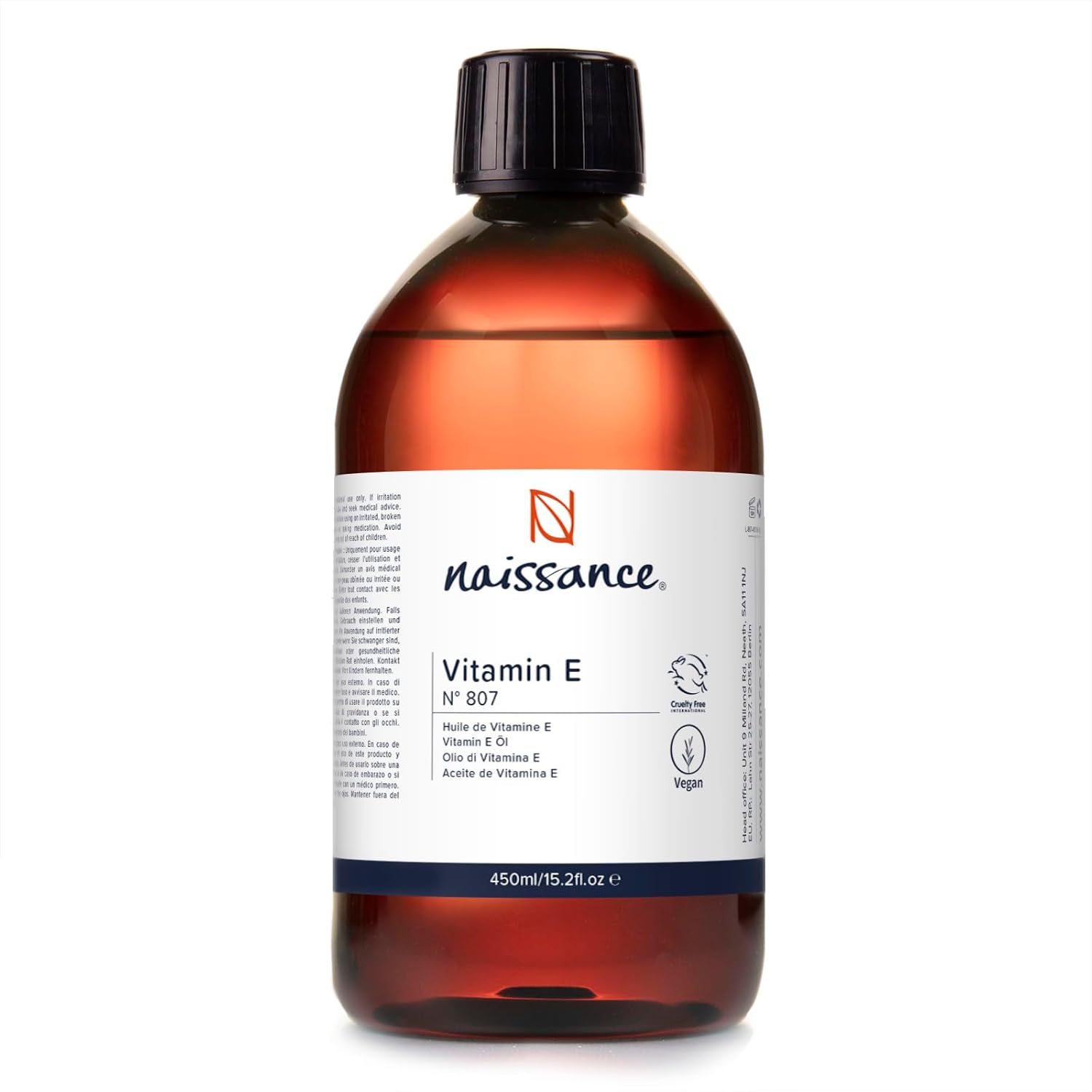 Naissance Vitamin E Tocopherol Natural Oil (No. 807) - 450 ml - for Face, Skin, Hair, Body, Beard, Nails - Image 2