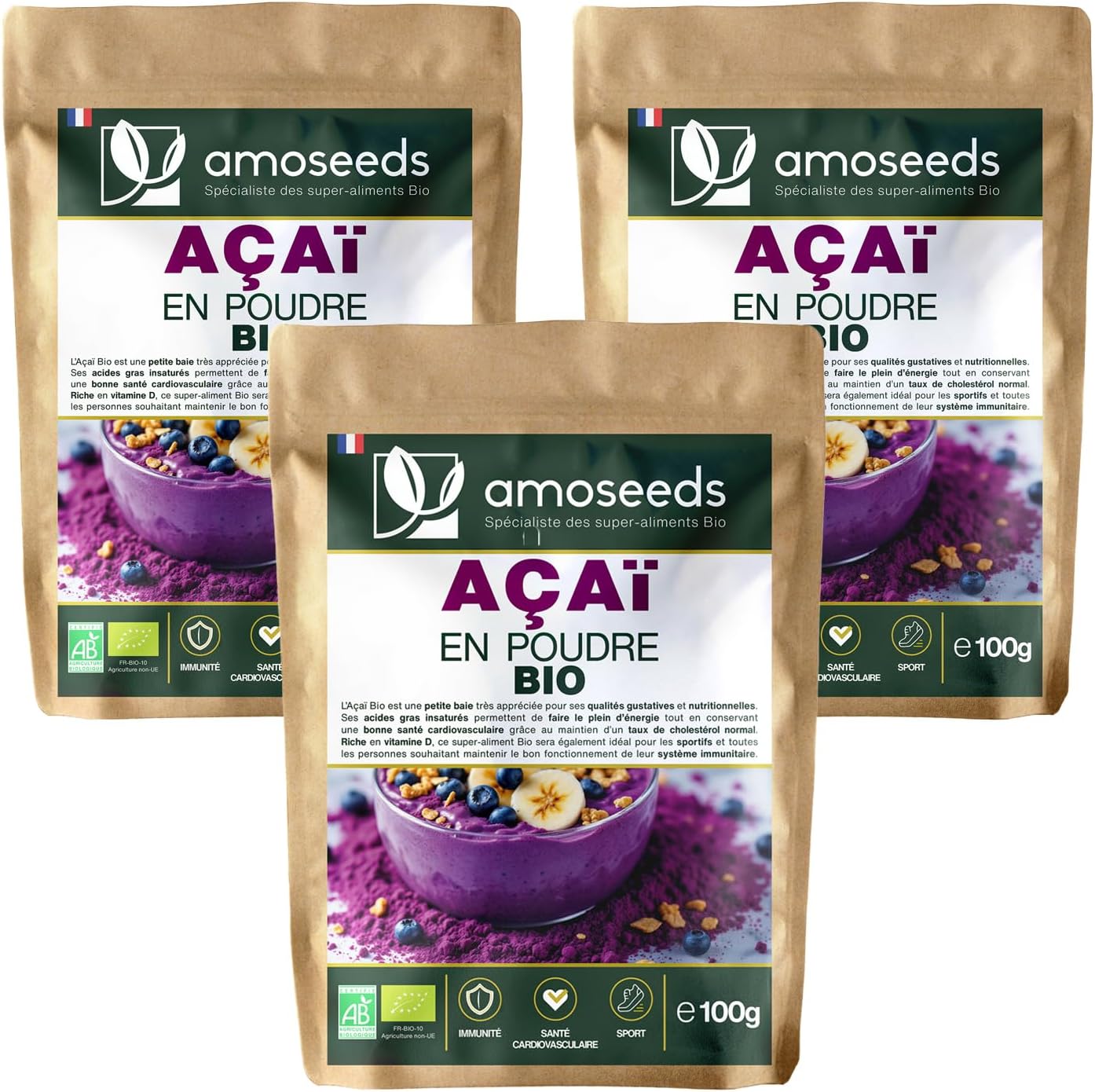 Organic Acai Powder 100g | Antioxidant, Vitality | Superior Quality, No Added Sugar (Pack of 3 x 100G) - Image 2