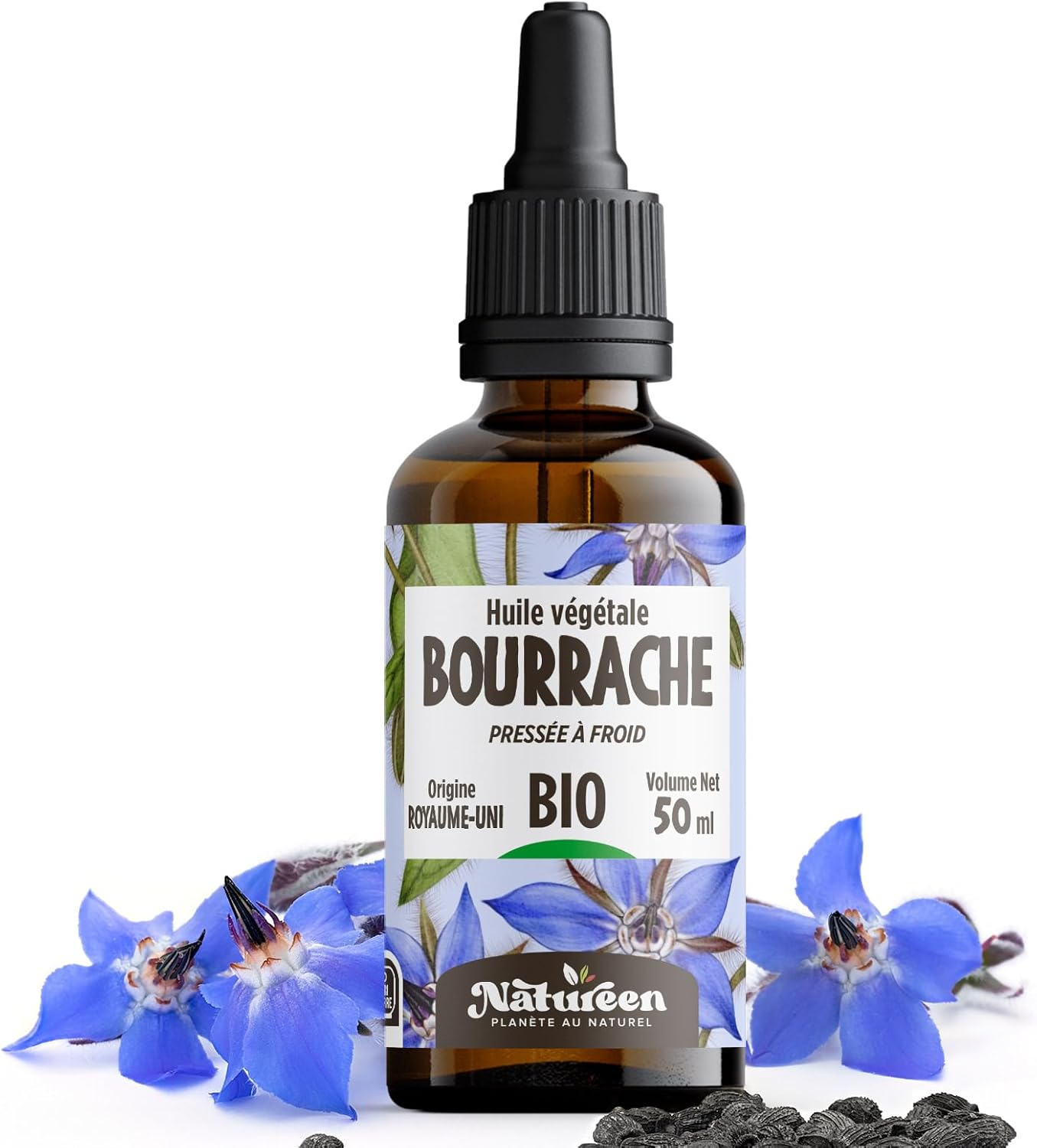 Organic Borage Oil 50 ml - Cosmos Organic - Natureen | Natural Planet - 100% Natural and Cold Pressed - Hair, Skin, Nails - Image 2