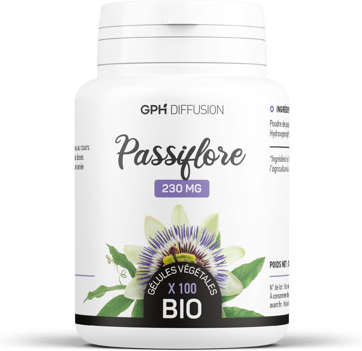 Organic Passionflower 230 mg - 100 Vegetable Capsules - Image 2