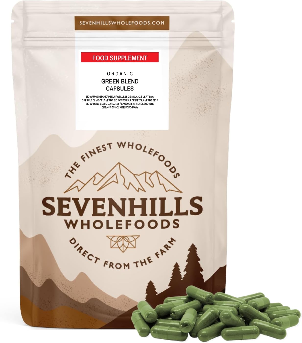 Organic Super Green Blend Capsules with Spirulina, Chlorella, Wheat Grass, Barley Grass | Supports Skin, Immunity | 180 x 500mg | Green Superfoods from Sevenhills Wholefoods - Image 2