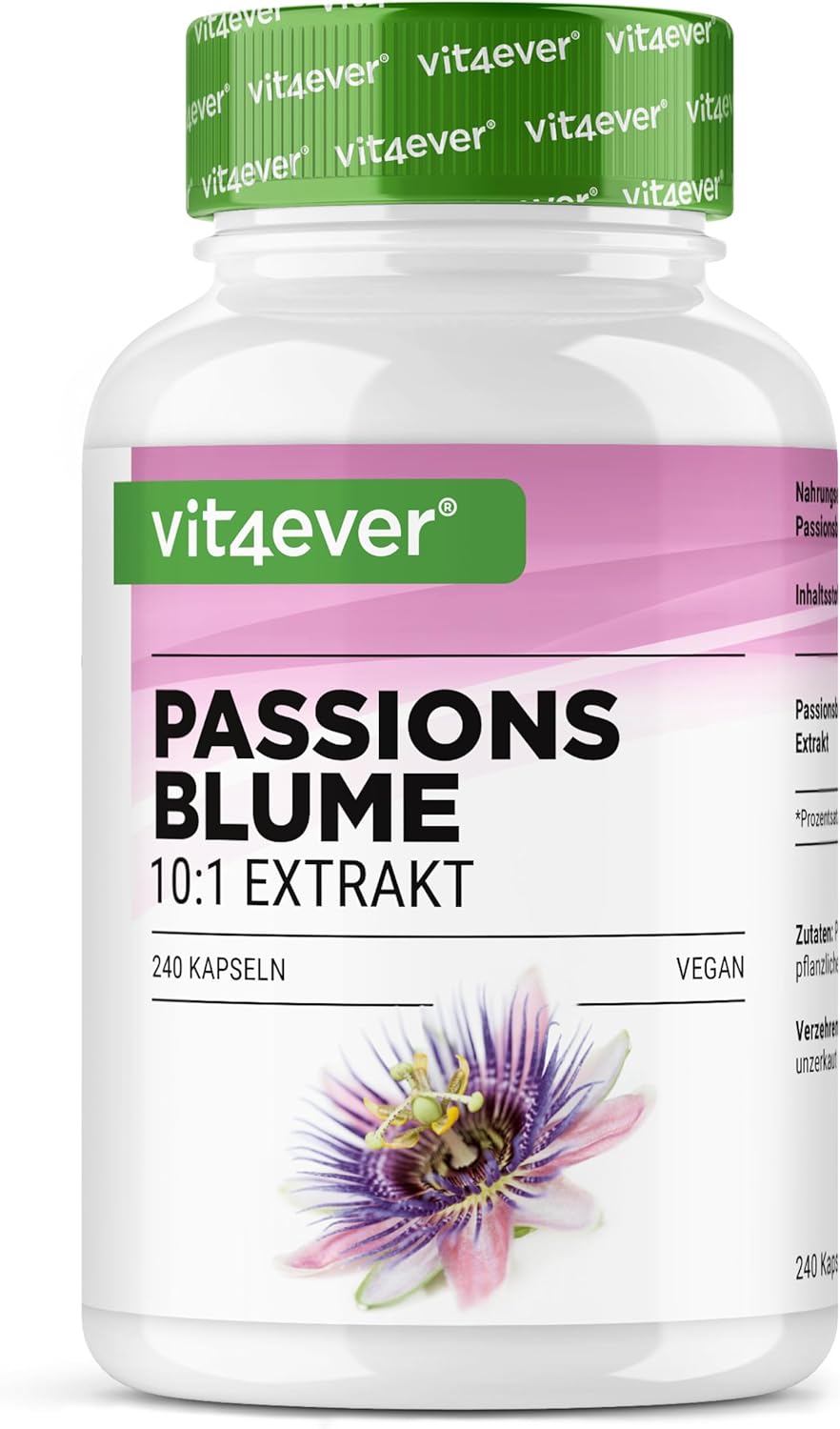 Passionflower Extract - 240 Capsules - Premium: 1100mg of 10:1 Extract (equivalent to 11000mg Passionflower) per daily serving - Extra High Dosed - No Additives Additive - Vegan - Image 2