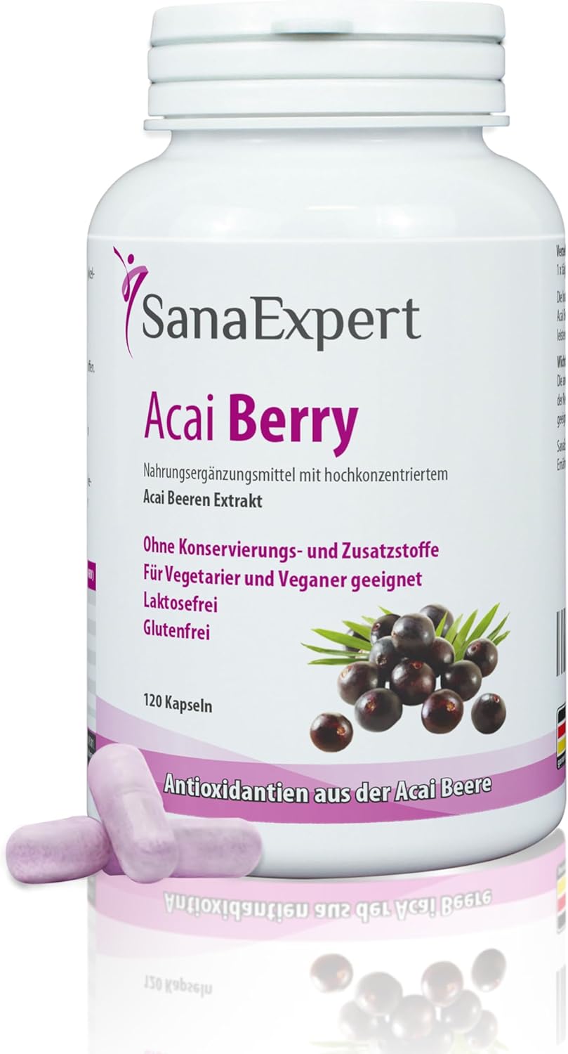SanaExpert Acai Berry - Natural Food Supplement with Pure Acai Extract - Rich in Antioxidants - Vegan Friendly, Gluten Free, Lactose Free - 120 Capsules - Made in Germany - Image 2