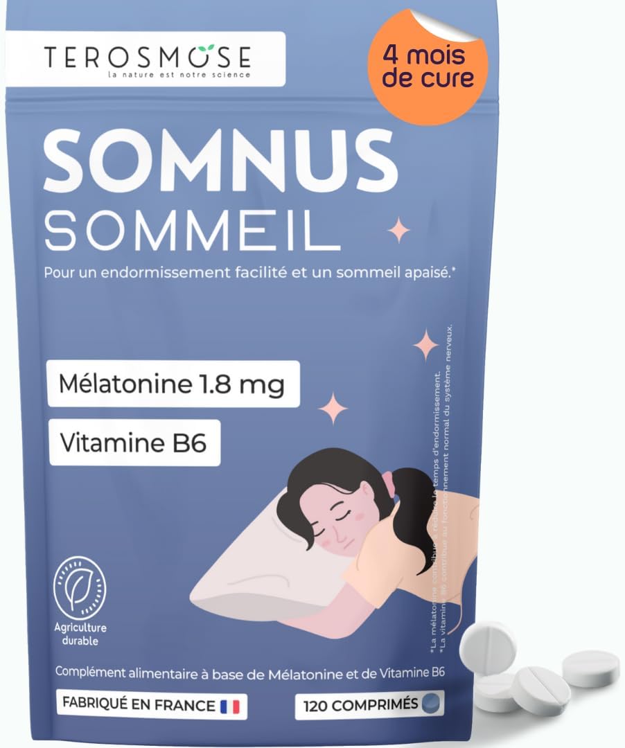 Somnus Melatonin 1.8 mg – Natural Sleep Supplement – Marine Magnesium & Vitamin B6 – Helps Sleep & Relaxation – 120 Tablets – Made in France - Image 2