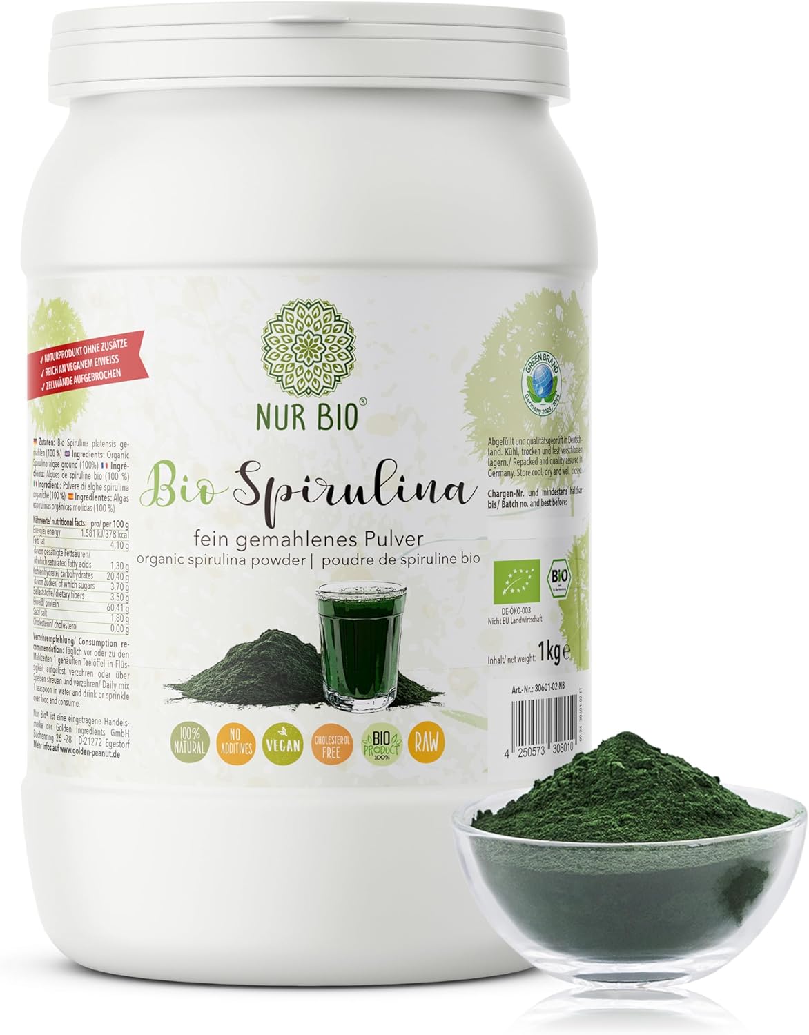 Spirulina Powder 1kg Green Superfood Vegetable Protein Rich in Vegan Nutrients - Image 2