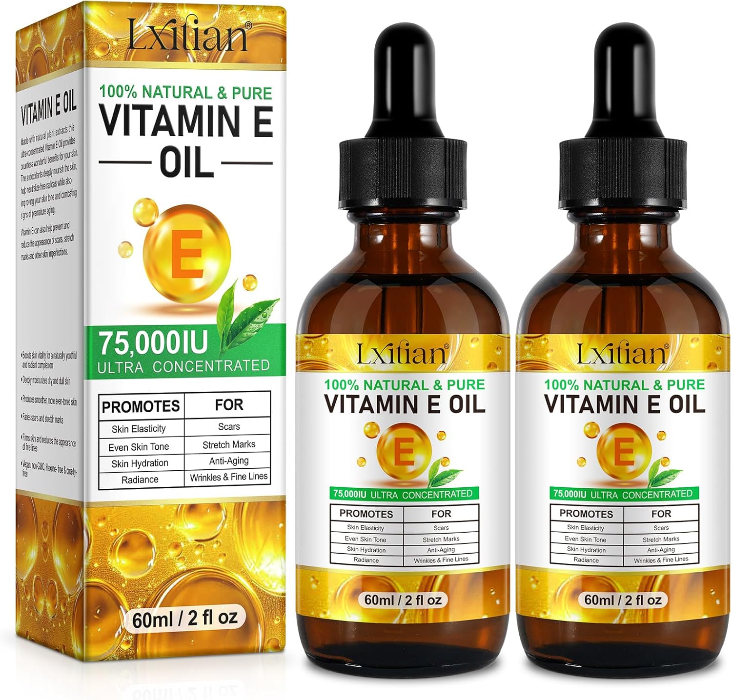 Vitamin E Oil for Face, Hair, Nails and Skin 100% Natural D-alpha-Tocopherol, 120 ml Vitamin E Anti-Aging Wrinkle Oil Ideal for Men and Women, Easy to Absorb - Image 2