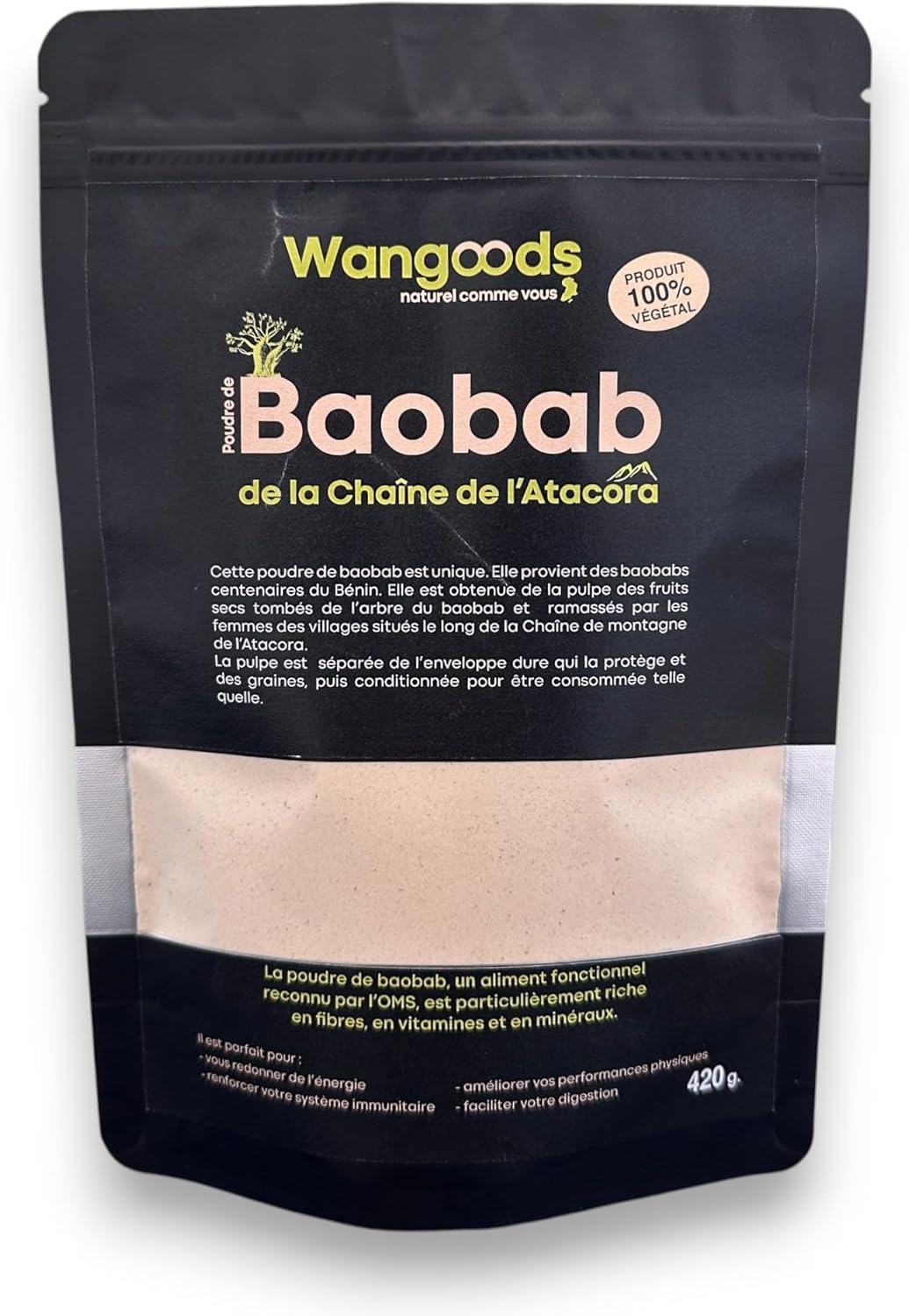 Wangoods Baobab Powder - Natural and Organic Superfood, Rich in Vitamin C, Fiber and Antioxidants, Ethically Sourced from Africa, No Additives or Preservatives - 100% Pure - Image 2
