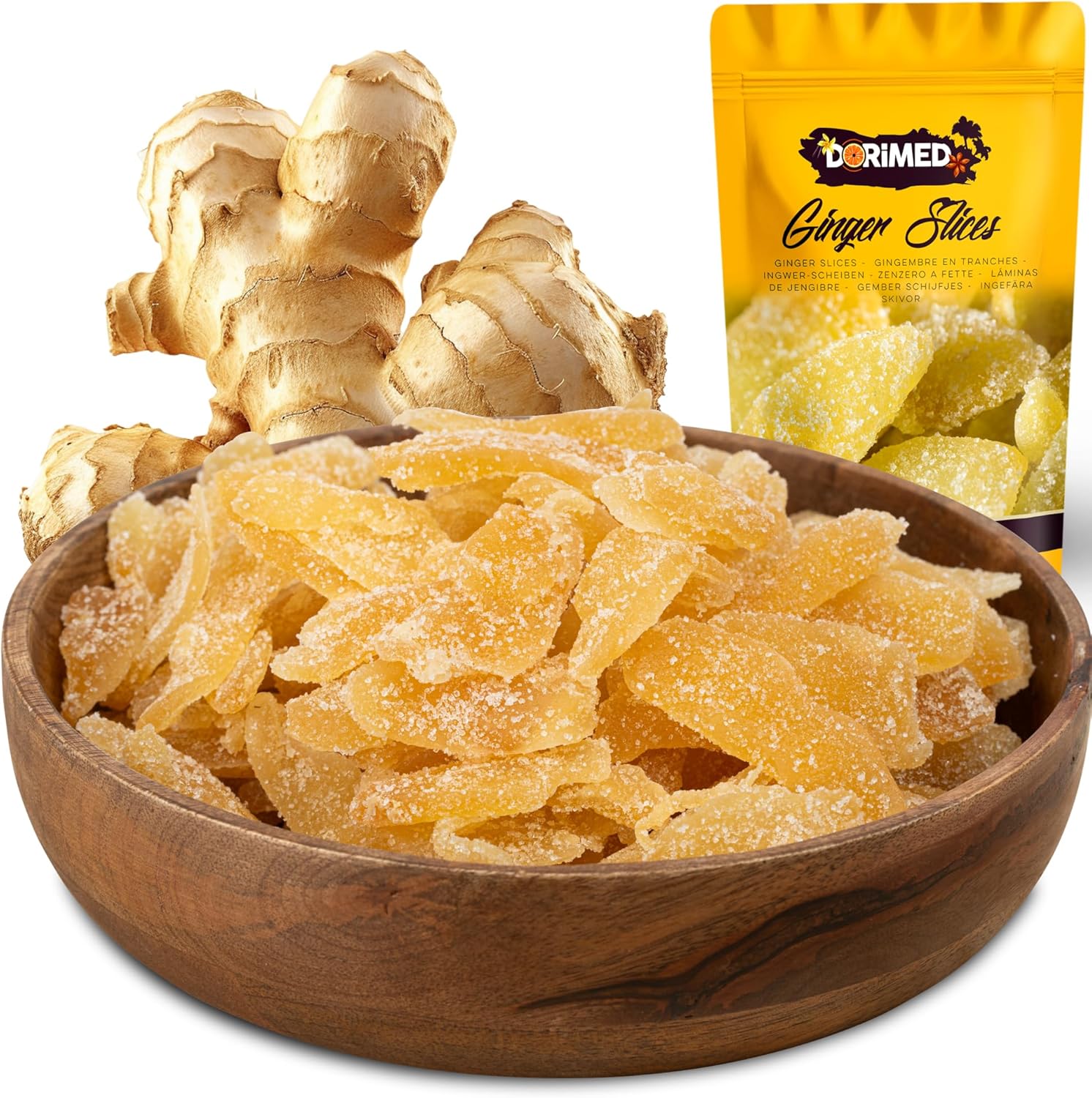 crystallized ginger 1 kg | Candied ginger strips | Sliced ginger | Sweet dried ginger | Sweet snack | IDEAL for recipes | Vegetarians and Vegans | Dorimed - Image 2