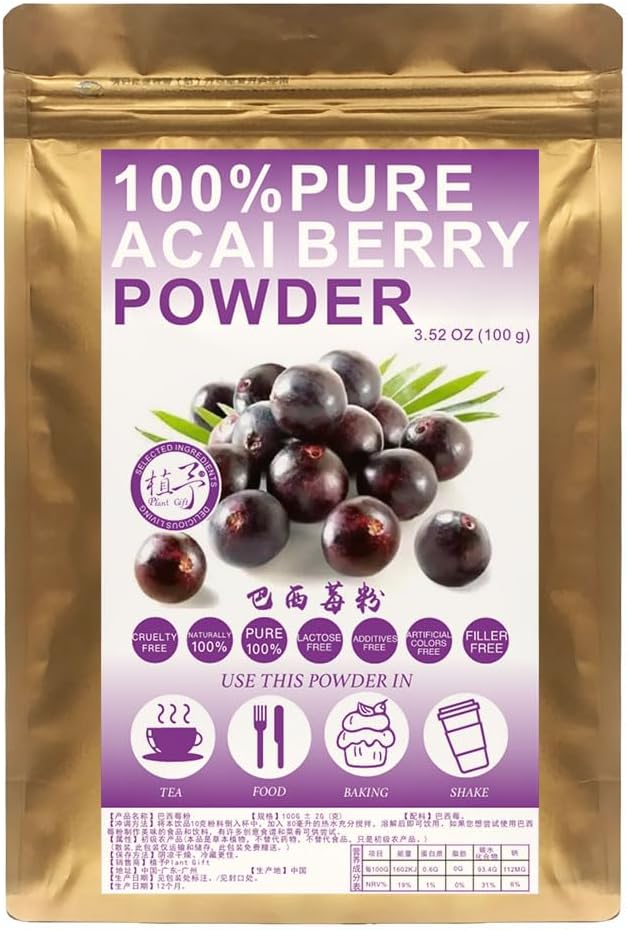 100% Pure Acai Berry Powder Natural Food Powder, 100% Pure Berry Pulp, Raw, Bulk, No Filler, No Additives 100G/3.52oz - Image 2
