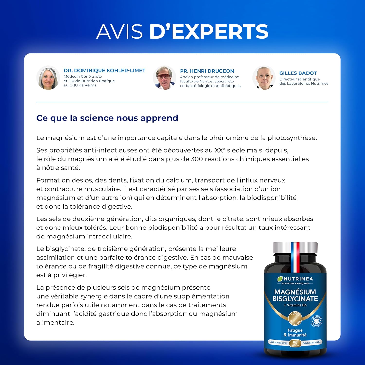 Magnesium Bisglycinate + Vitamin B6 - Sleep, Stress, Fatigue - Maximum Absorption & Easy Assimilation - 90 Vegan Capsules - Nutrimea - Made in France - Image 7