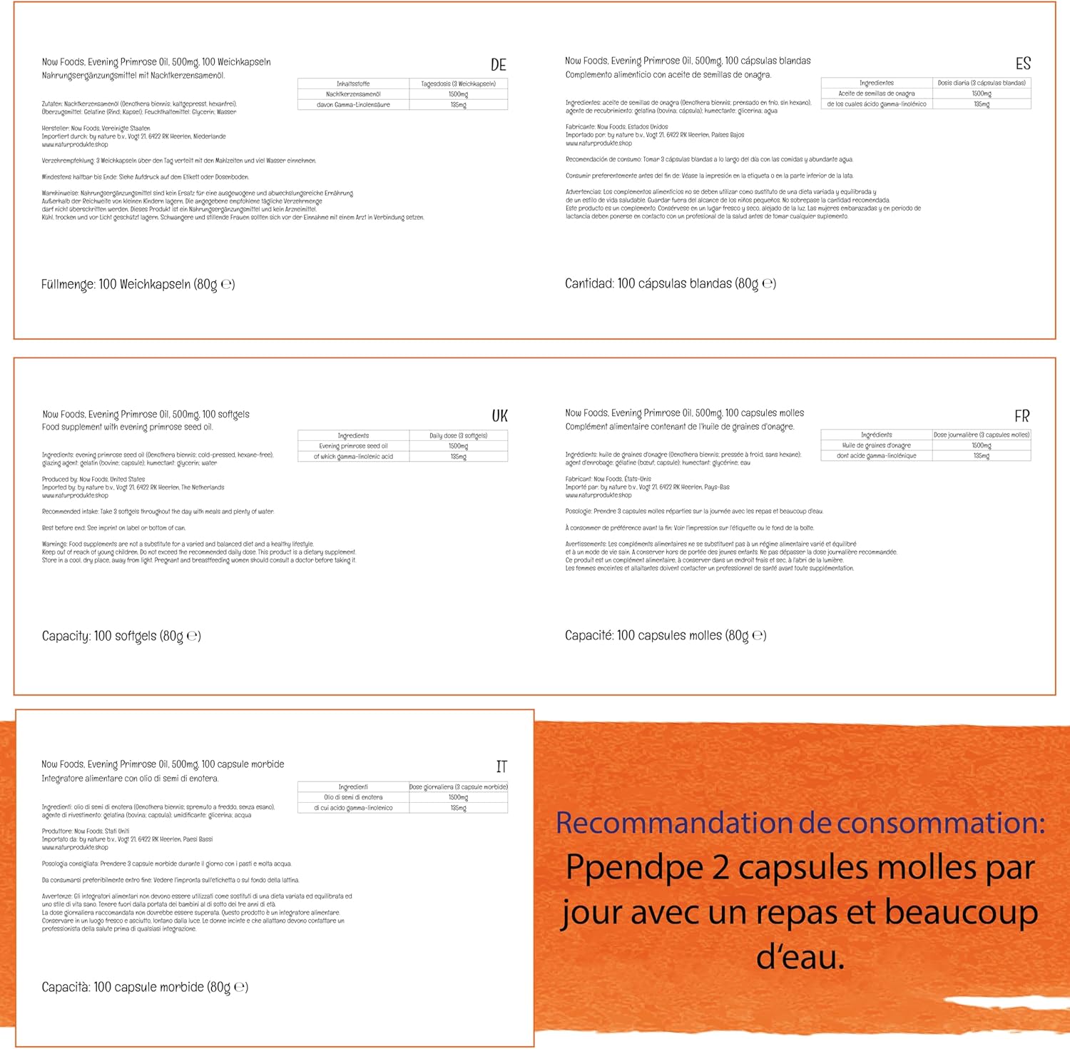 Now Foods, Evening Primrose Oil, with Gamma Linolenic Acid, 500mg, 100 Soft Capsules, Lab Tested, Soy Free, Gluten Free, Non-GMO - Image 5