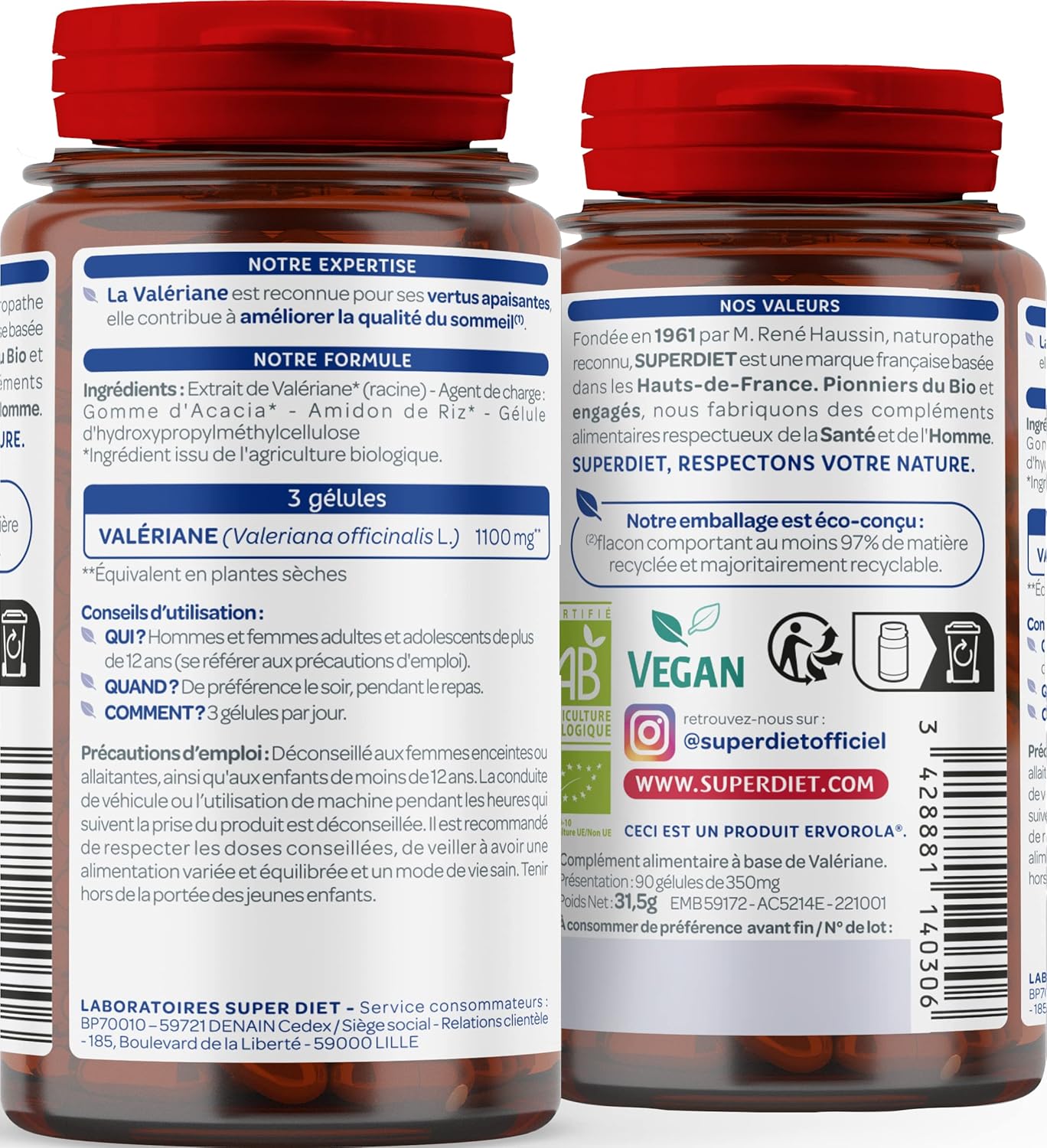 SUPERDIET - VALÉRIANE ORGANIC - Relaxation and Sleep - Phytotherapy - Made in France - 90 capsules - Image 3