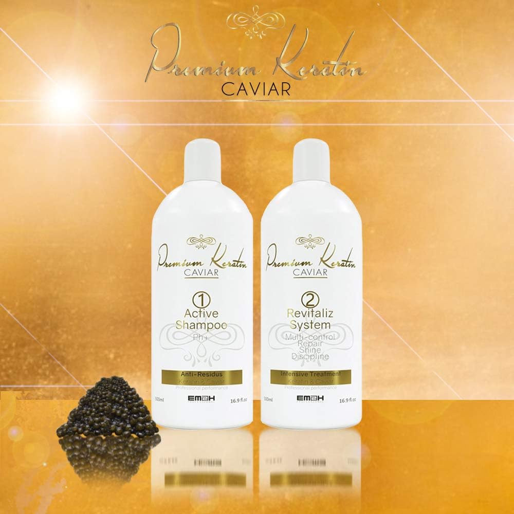 Premium Keratin Caviar Brazilian Straightening Kit with Caviar Extracts (2 x 500 ml) - Image 3