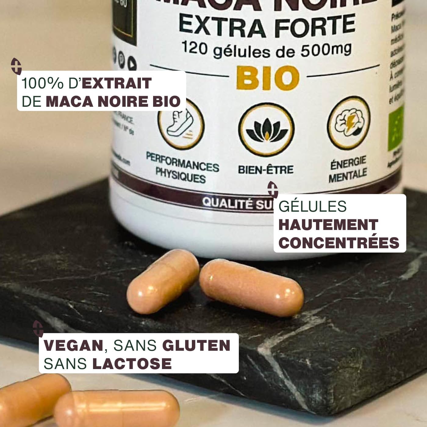 Organic Black Maca from Peru | Extra Strong 10,000mg per day | 120 vegan capsules | Hormone Regulator, Relaxation, Energy | Superior Quality for Sleep, Stress - Image 4
