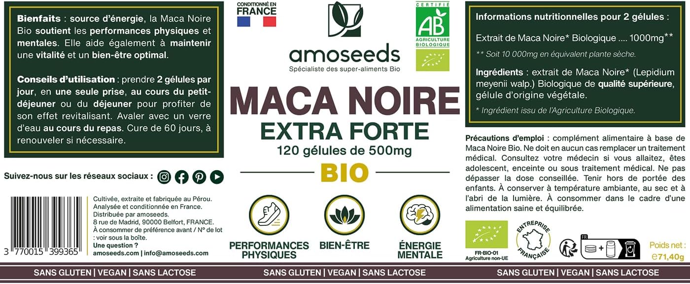 Organic Black Maca from Peru | Extra Strong 10,000mg per day | 120 vegan capsules | Hormone Regulator, Relaxation, Energy | Superior Quality for Sleep, Stress - Image 7