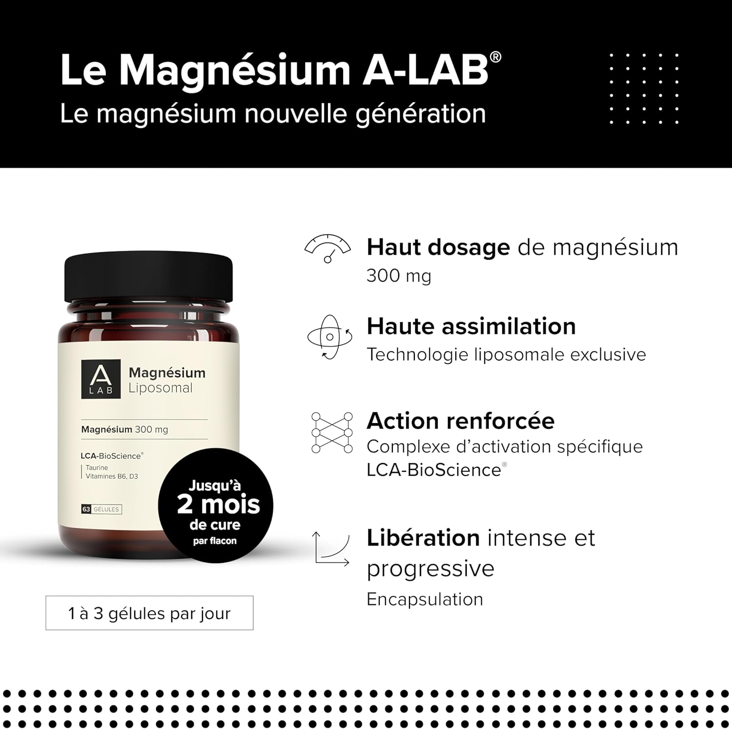 A-LAB Magnesium Liposomal 300 mg – Anti Stress, Fatigue, Sleep Disorders – Magnesium, Taurine, Vitamin D3, Vitamin B6 – 2 months of taking – Made in France - Image 4