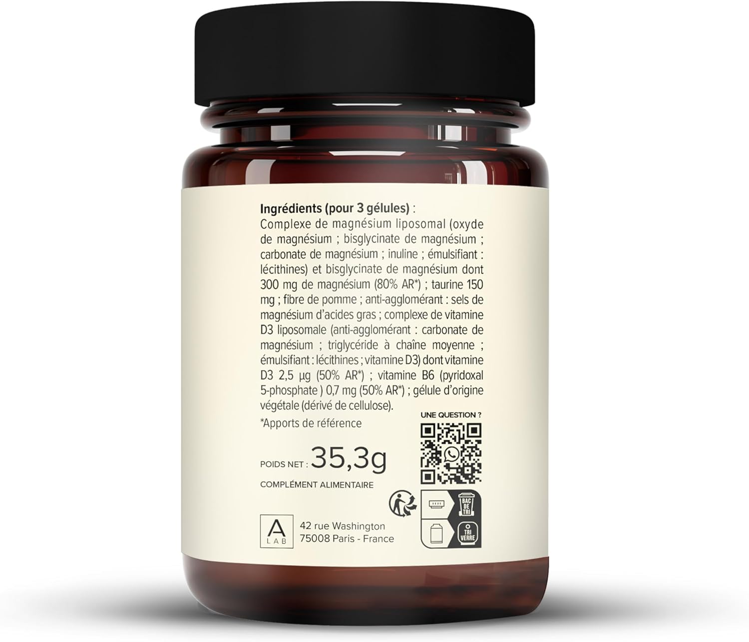 A-LAB Magnesium Liposomal 300 mg – Anti Stress, Fatigue, Sleep Disorders – Magnesium, Taurine, Vitamin D3, Vitamin B6 – 2 months of taking – Made in France - Image 6