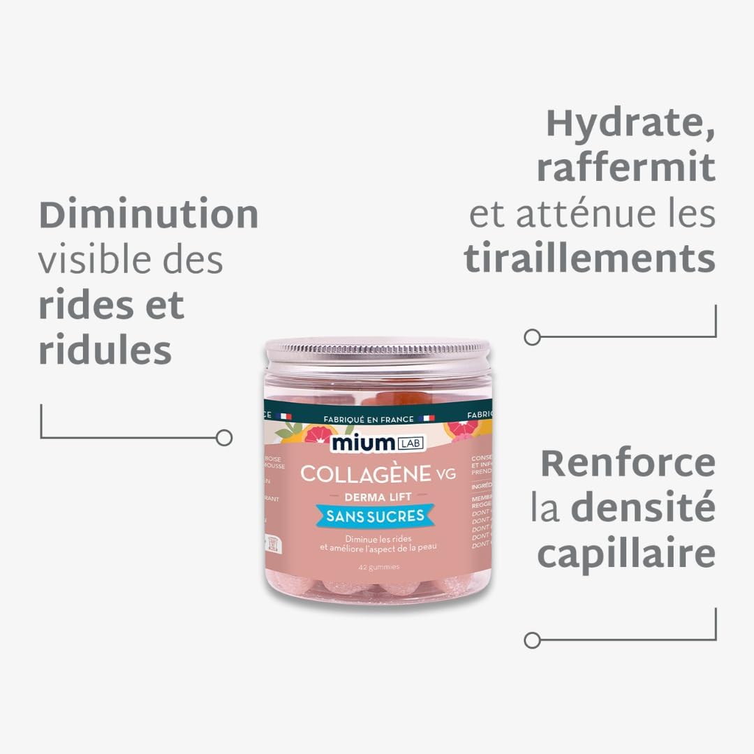 Mium Lab Gummies Biomimetic Skin Collagen - Anti-Ageing, Hydration, Firmness & Radiance - Superior to Marine & Bovine Collagen - 3 Month Cure - Sugar Free - Nutritional Supplement for Skin & Hair - Image 3
