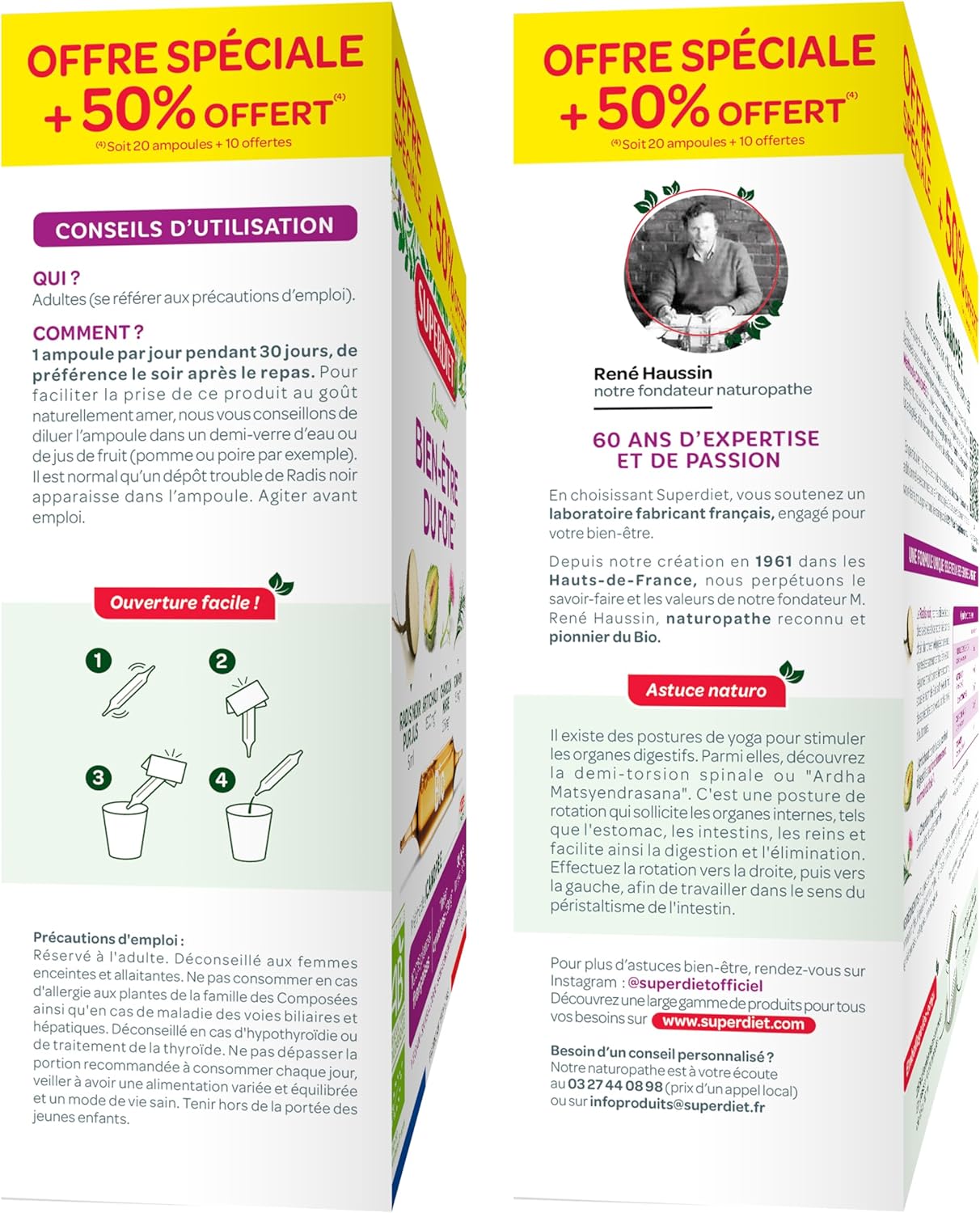 SUPERDIET - BIO FOIE QUATUOR WELLNESS - Black radish, Artichoke, Milk thistle, Rosemary - Made in France - Economy size - 30 bulbs - Image 3