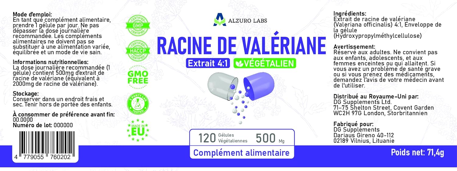 Valerian | 2,000 mg equivalent (extract 500 mg 4:1) | 120 vegan capsules | Fast Sleep, Repairing Night | 4 Month Stock | Lab Tested | GMP Certified - Image 3
