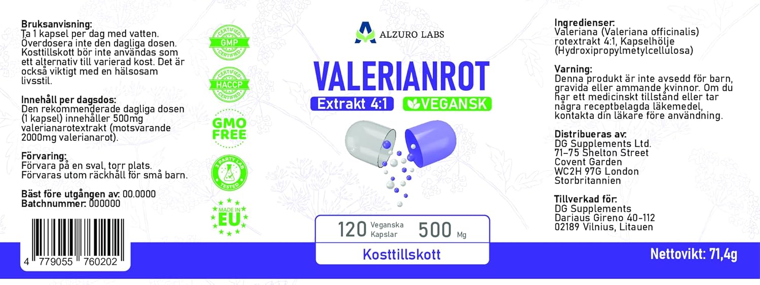 Valerian | 2,000 mg equivalent (extract 500 mg 4:1) | 120 vegan capsules | Fast Sleep, Repairing Night | 4 Month Stock | Lab Tested | GMP Certified - Image 7