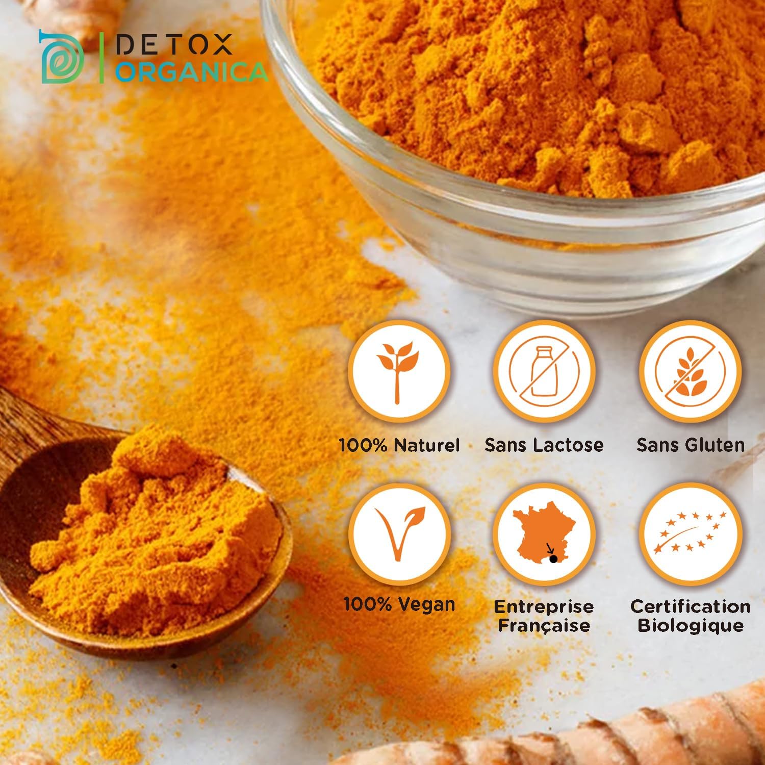 Detox Organica -Organic Turmeric Powder-250g Turmeric Powder-5% Curcumin-100% Natural and Vegan-Organic Quality-No additives - Image 4
