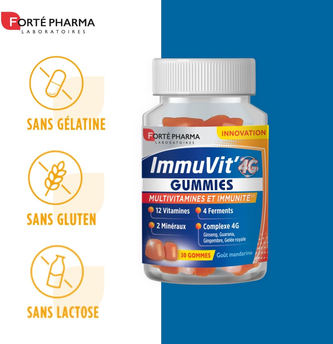 Forté Pharma - Immuvit'4G | Nutritional Supplement Vitality & Immunity - Vitamin D, Vitamin C, Minerals, Ginseng, Guarana | Fatigue, immune system | 30 gummies - Image 5