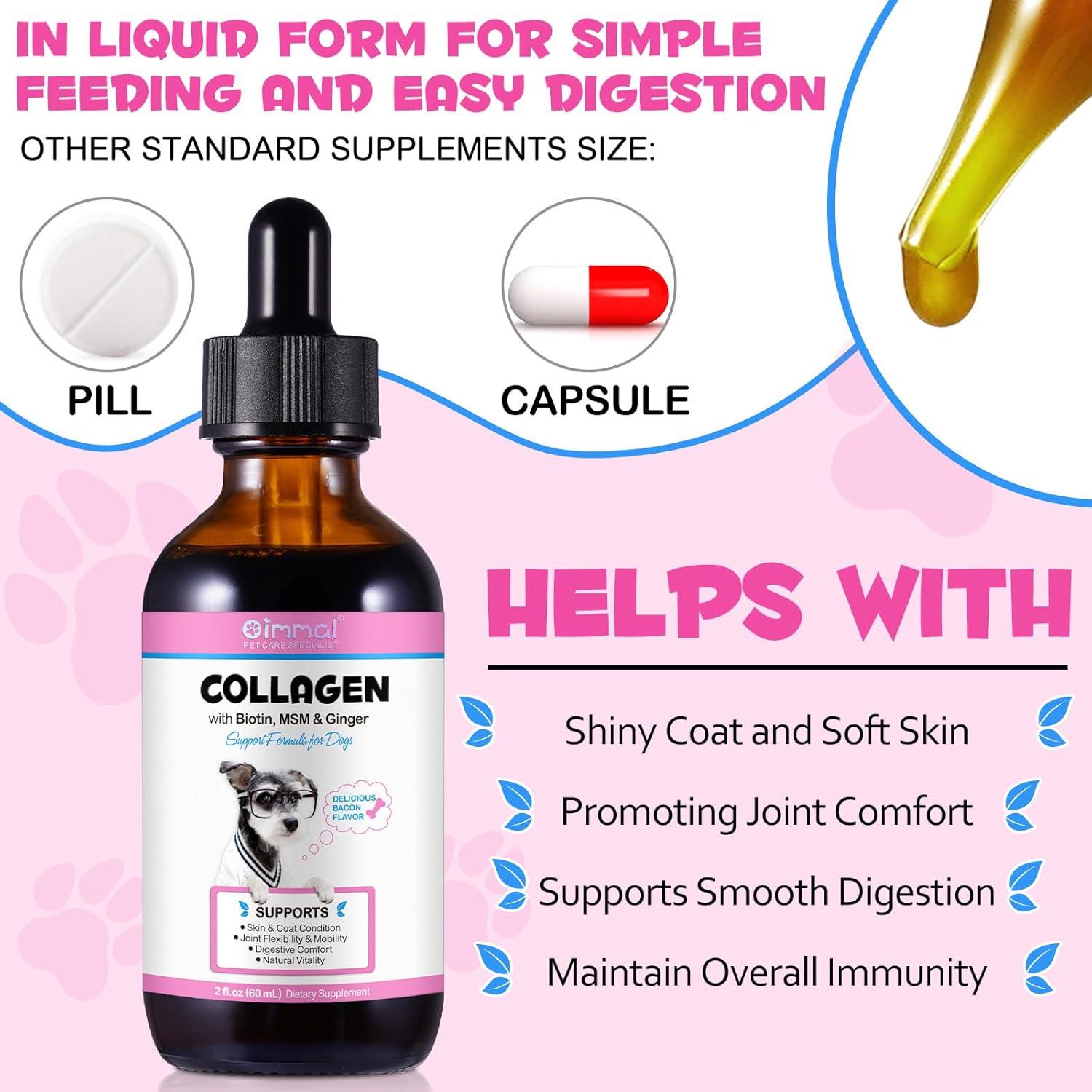 Liquid Collagen for Dogs - Collagen Supplements for Dogs - Itching Relief - Stimulates Collagen with Biotin, MSM & Ginger, Improves Mobility, Skin Health & - Image 9