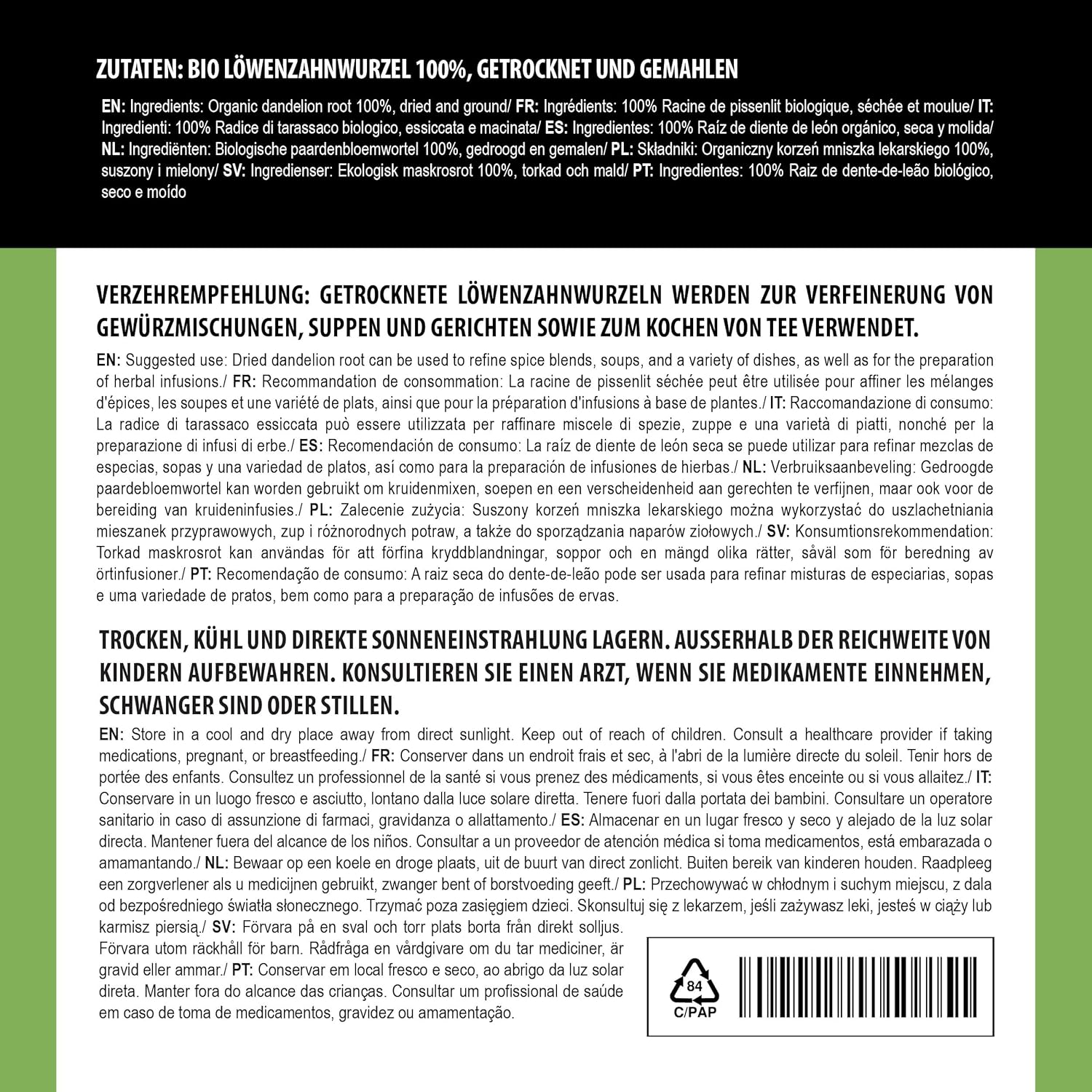 Alpi Nature Dandelion Root Powder BIO 250g, Organic Ground Dandelion Root Powder - Image 4