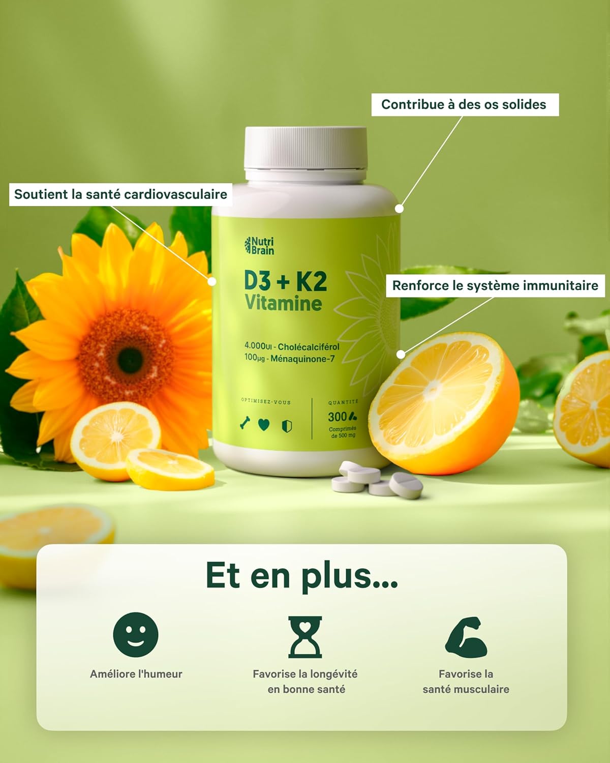 Vitamin D3 and K2 4000-300 Tablets - 10 Months | Premium: MK-7 100% All-Trans Maximum Bioavailability | Supports Bones, Immune System & Heart - Image 5