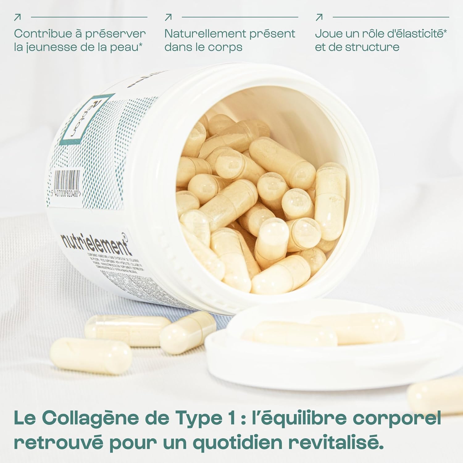 Nutrielement Collagen Peptide Type 1 120 Capsules - 3200mg Hydrolyzed Collagen per Dose - Dietary Supplement Tendons, Joints, Skin and Hair | Nutrielement By Nutrimuscle - Image 4