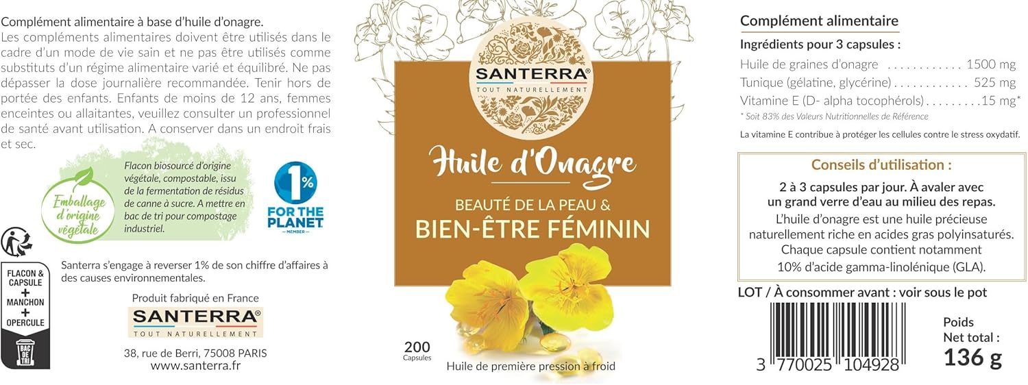 Evening Primrose Oil - 200 Capsules of 500 mg Evening Primrose - Cold Pressed, 100% Natural, Non-GMO - Image 6