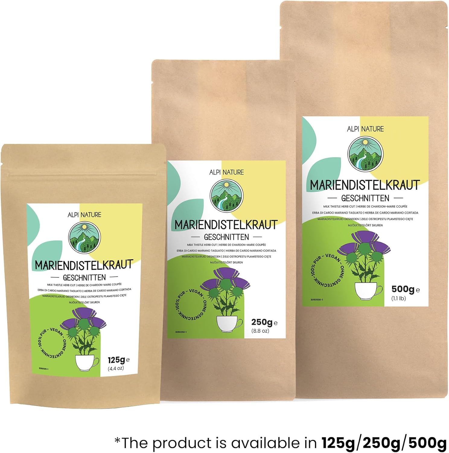 Alpi Nature Milk Thistle Herbal Tea 125 g, Dried and Cut Milk Thistle Herb, Leaf Tea - Image 7