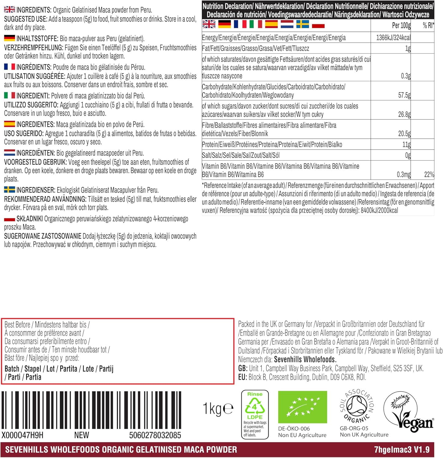 Sevenhills Wholefoods Organic Gelatinized Maca Powder 1kg - Image 3
