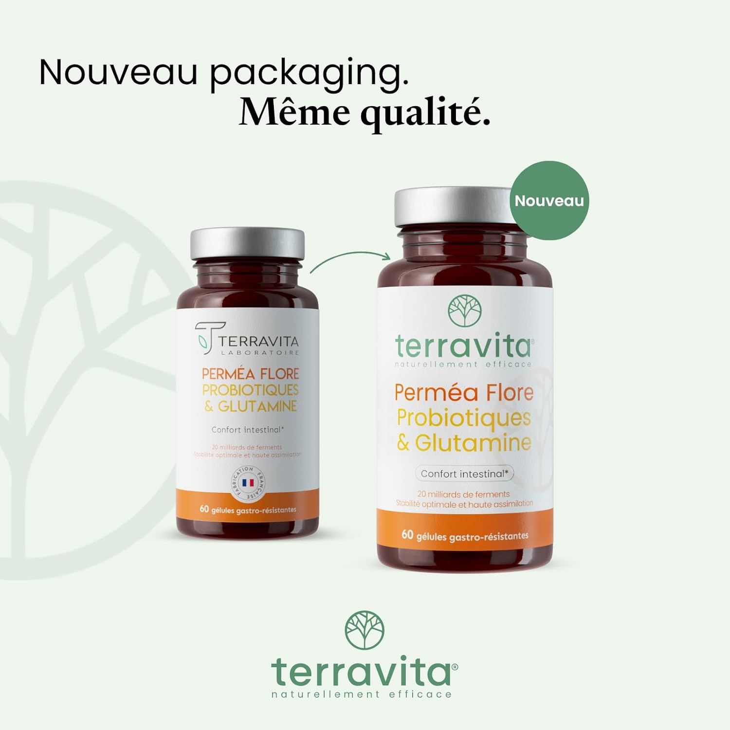 Permea Flora | Probiotics + GLUTAMINE | Intestinal Flora and Healing of the Mucosa | Ideal Against Intestinal Permeability | 60 Gastro-Resistant Capsules | Made in France Terravita - Image 3