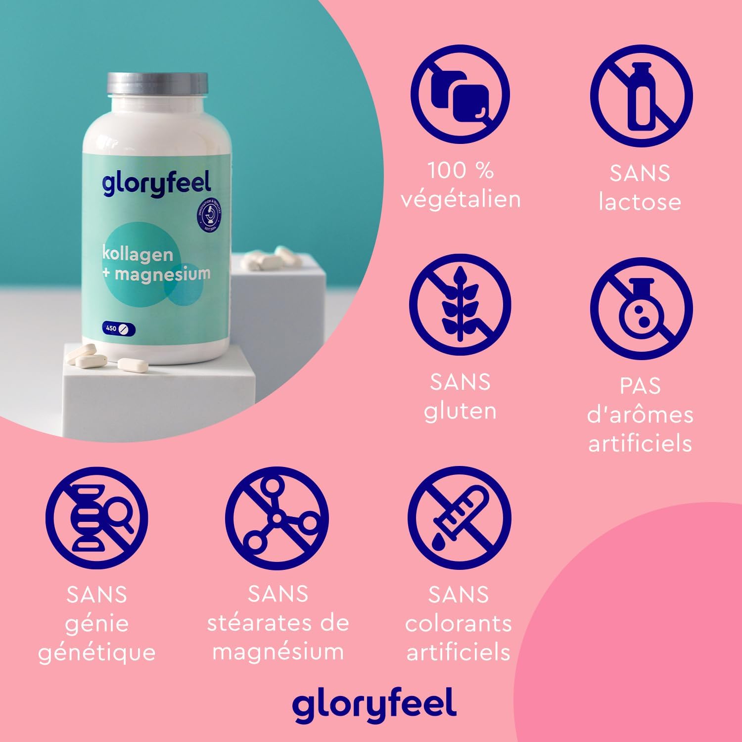 Marine Collagen and Magnesium (450 Tablets), 3600 mg Pure Collagen Hydrolysate with Magnesium Oxide, Supports Bones and Muscles and Fights Fatigue*, Food Supplement - Image 4